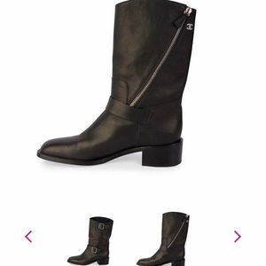 Chanel black motorcycle boots